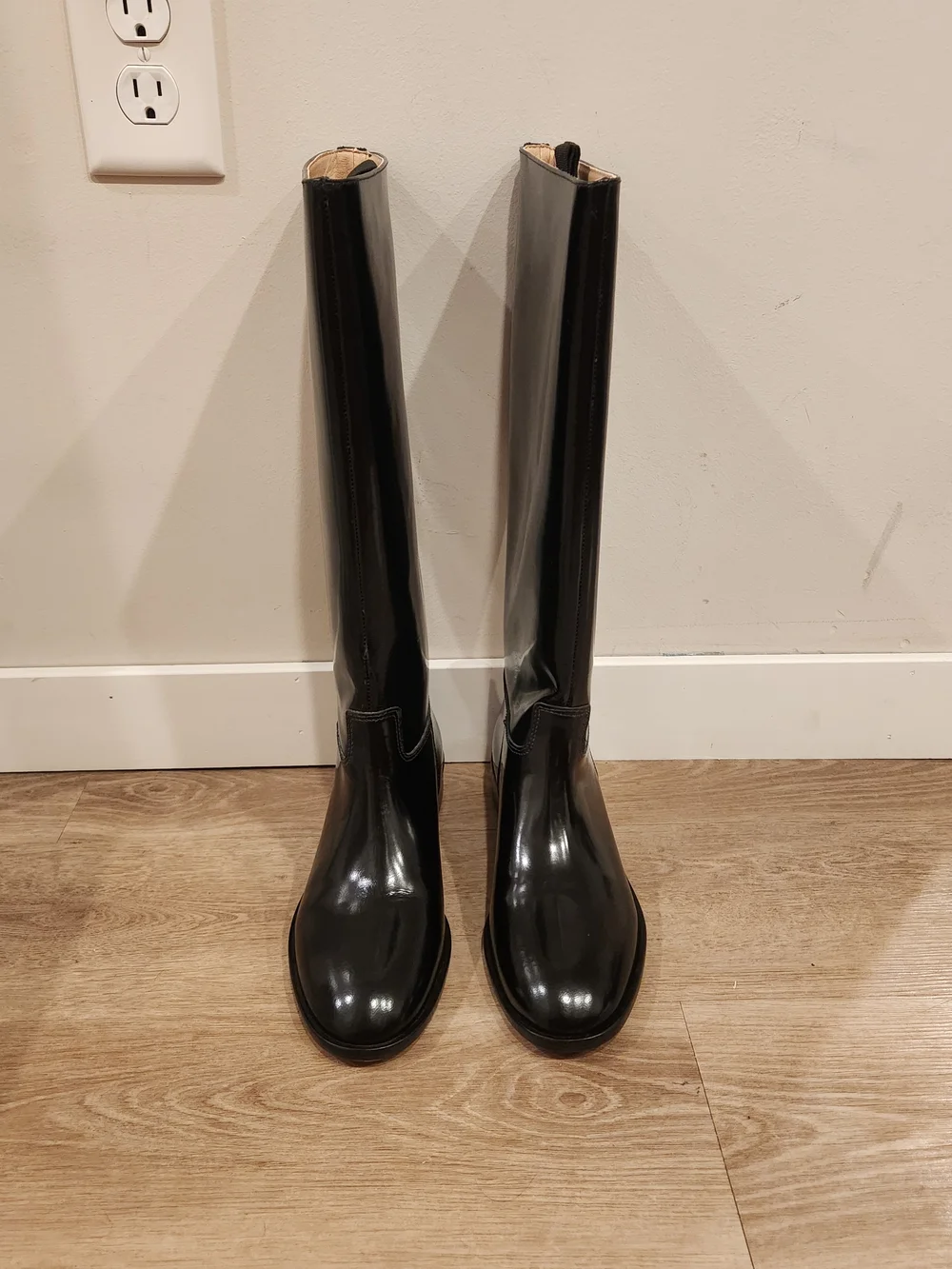NWT Silent D Anthropologie Giselle Black Leather Riding Pull On Womens Boots 6.5